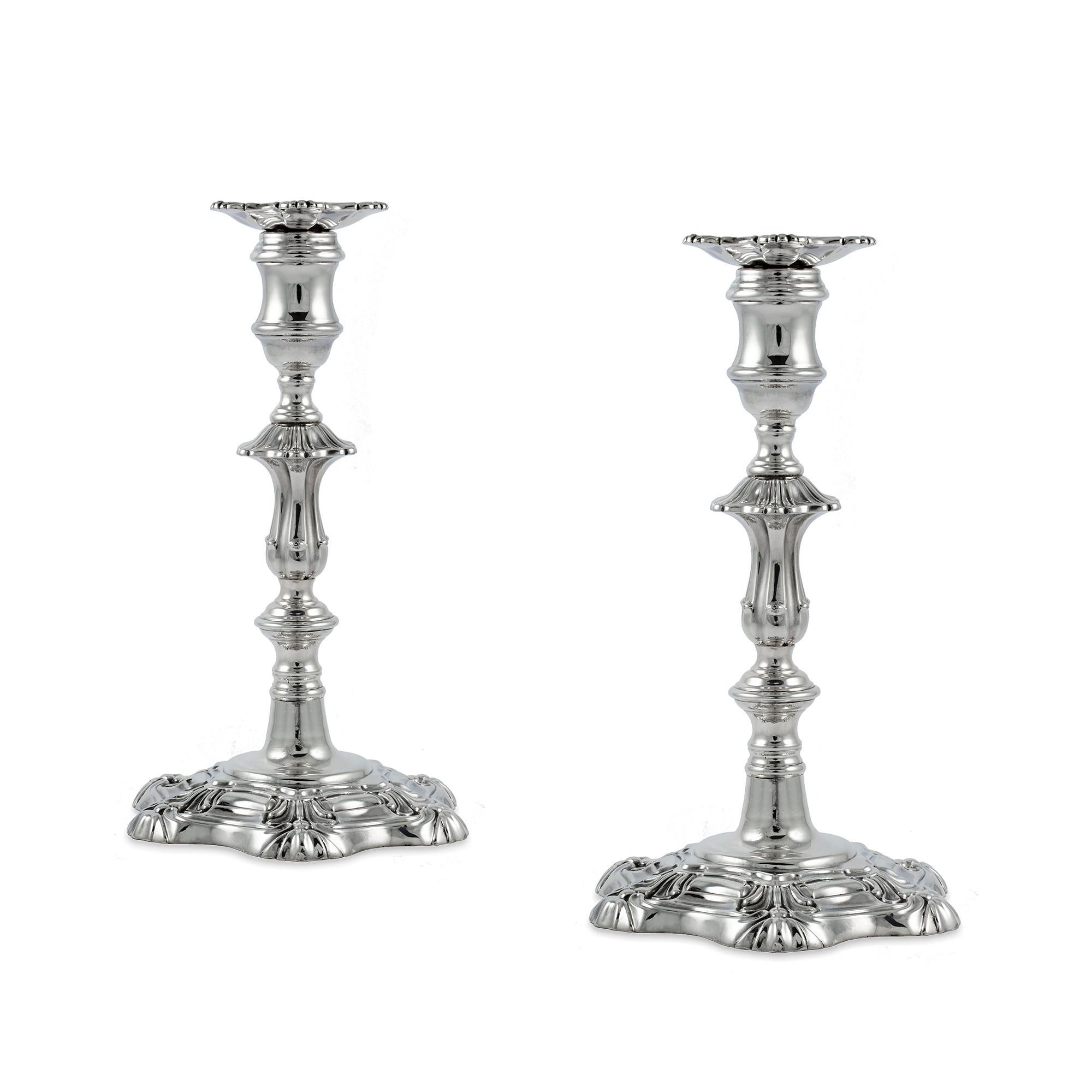 Pair of Victorian Sterling Silver Loaded Candlesticks In Good Condition In London, GB