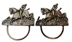 Pair of Victorian Sterling Silver Polo Player Menu / Place Card Holders