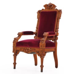 Ein Paar viktorianische Sessel aus Eiche mit Schnitzereien, um 1870.