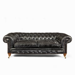 Pair of Victorian Three-Seat Walnut Chesterfield Sofas