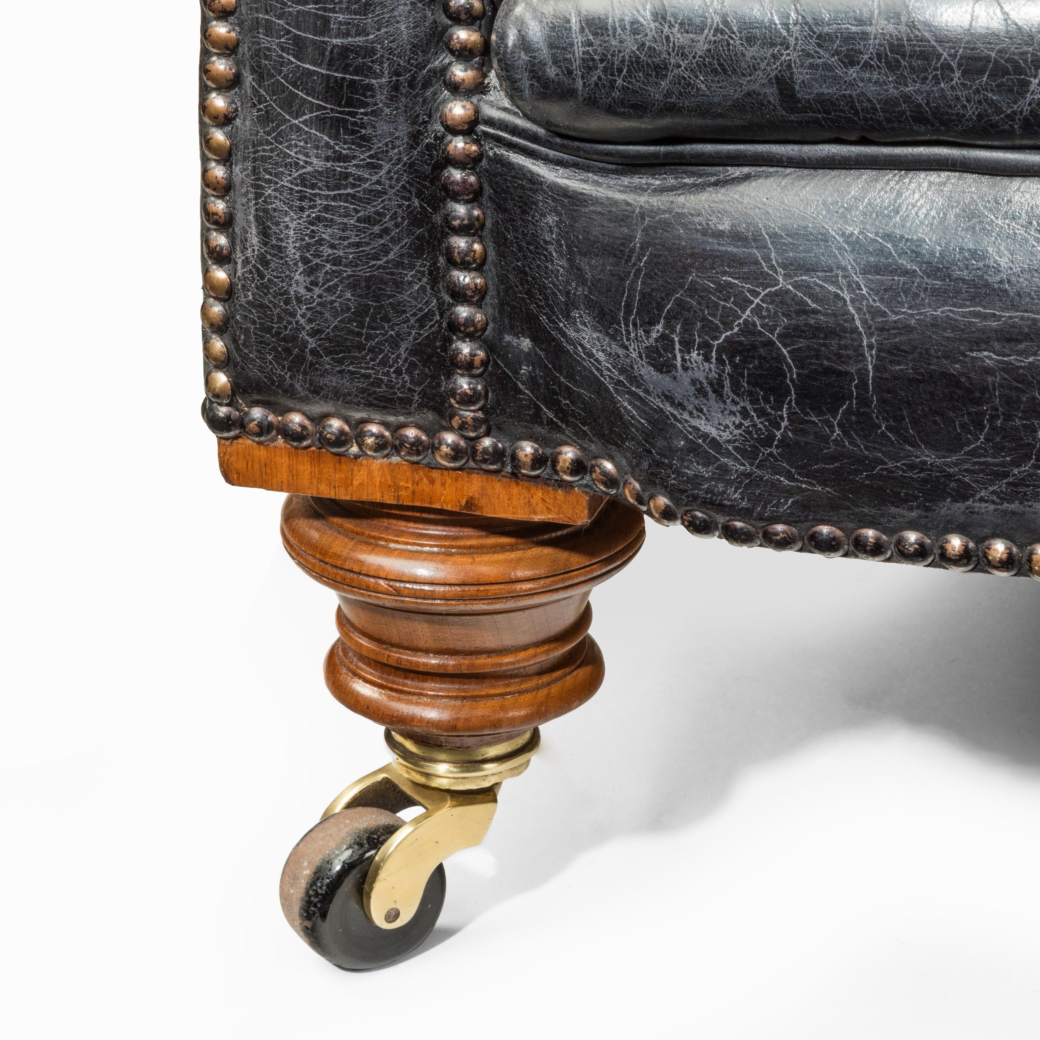 Late 19th Century Pair of Victorian Three-Seat Walnut Chesterfield Sofas