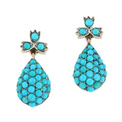 A pair of Victorian turquoise drop earrings