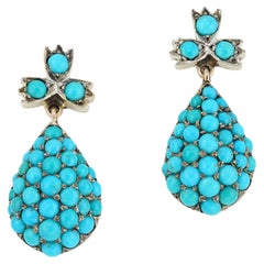 A pair of Victorian turquoise drop earrings