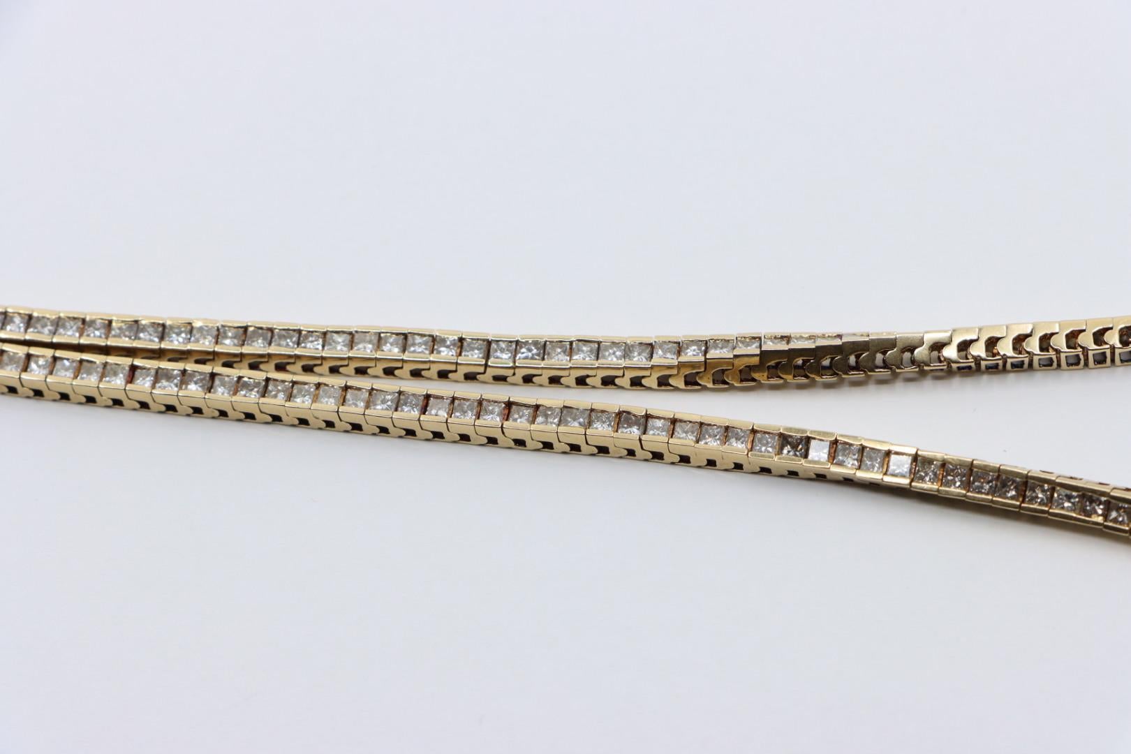 A Pair of Vintage 14K Gold Diamond Bracelets For Sale 10