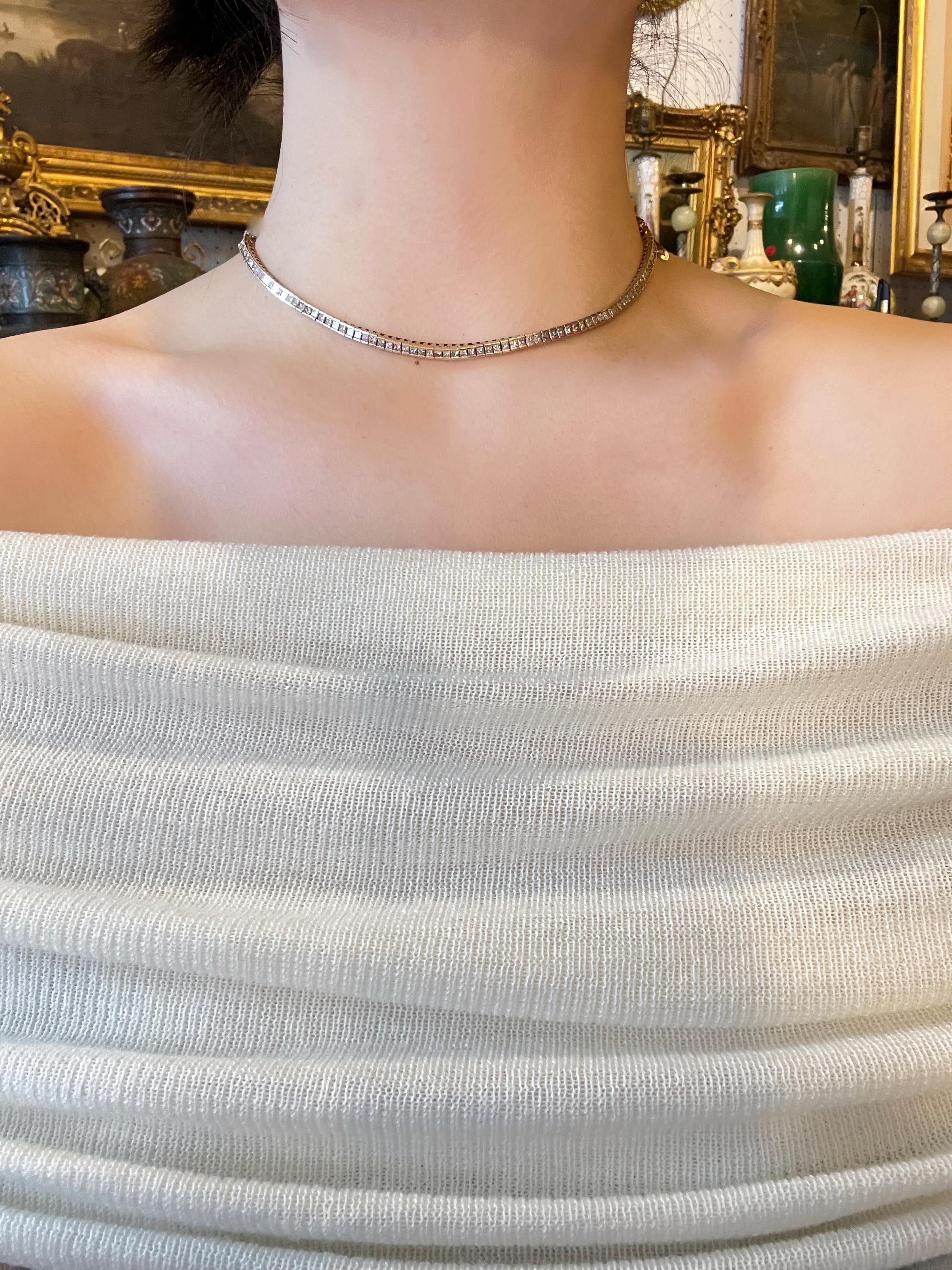 Round Cut A Pair of Vintage 14K Gold Diamond Bracelets For Sale