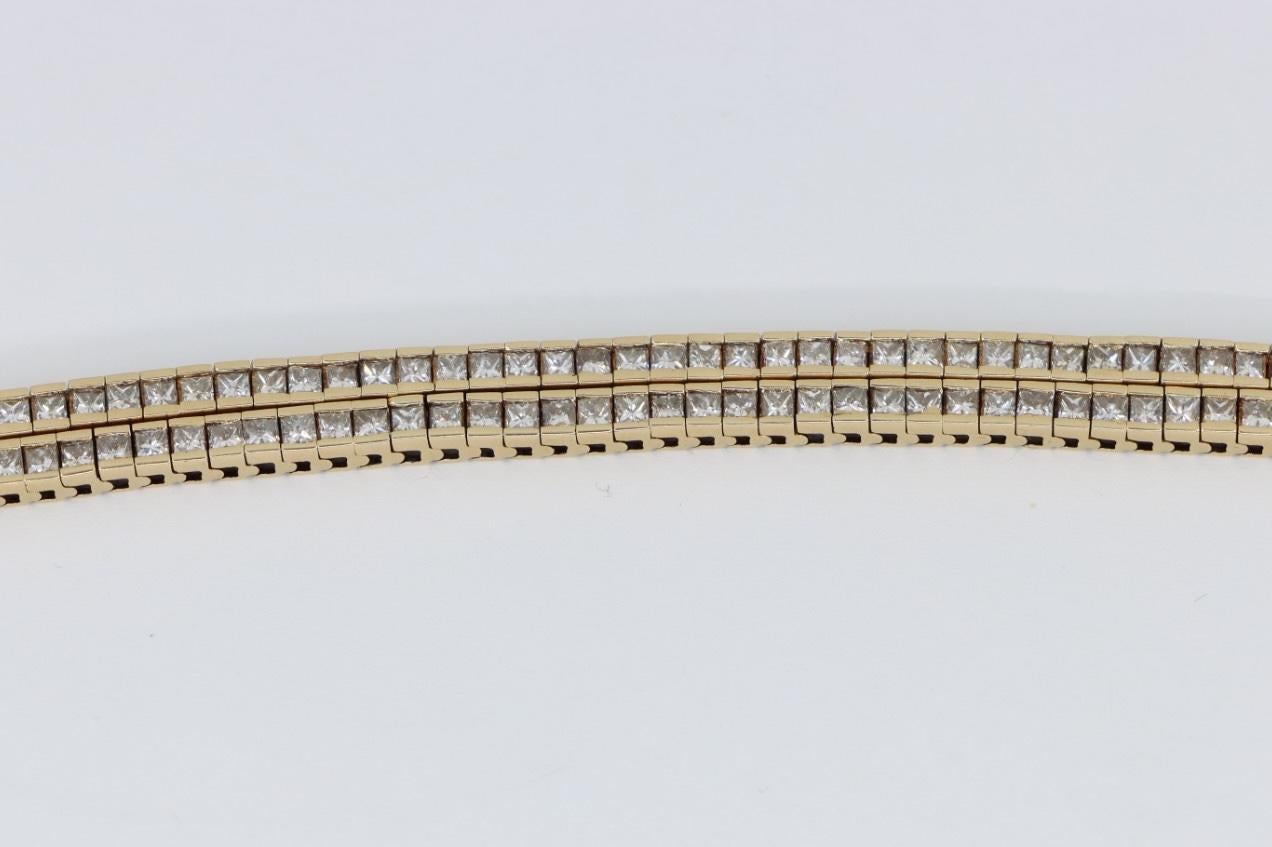 A Pair of Vintage 14K Gold Diamond Bracelets For Sale 4