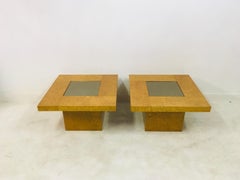 Pair of Vintage 1970s Burl Wood Side Tables