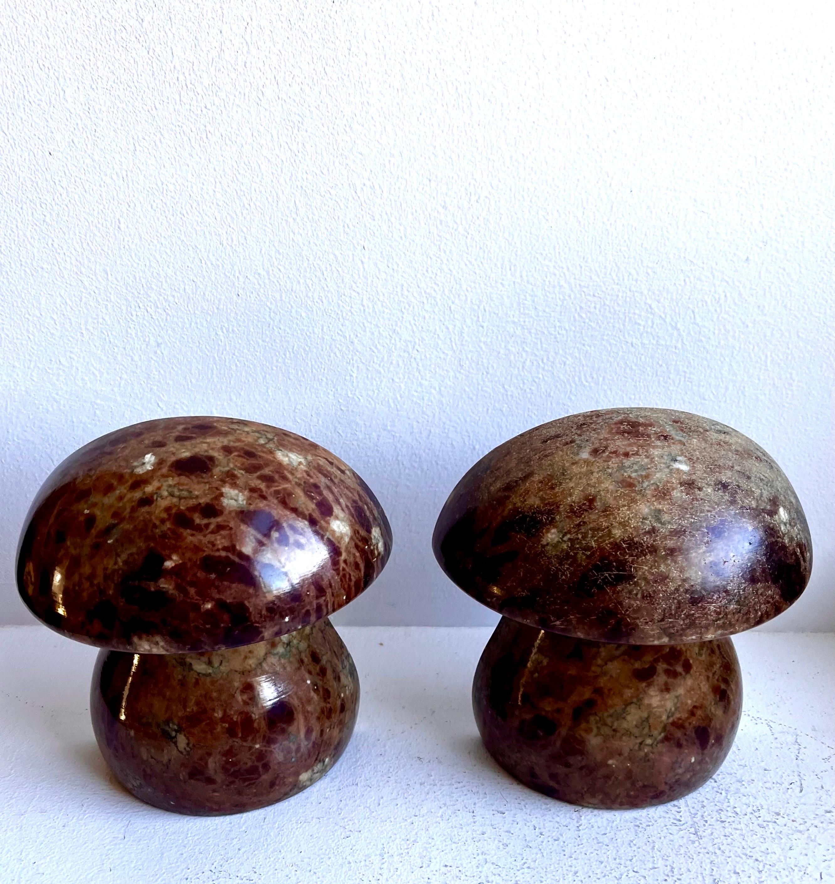 Coppia di fermalibri a fungo in alabastro vintage
Italia, circa 1960

Intagliato a mano / Etichetta parziale sul fondo

