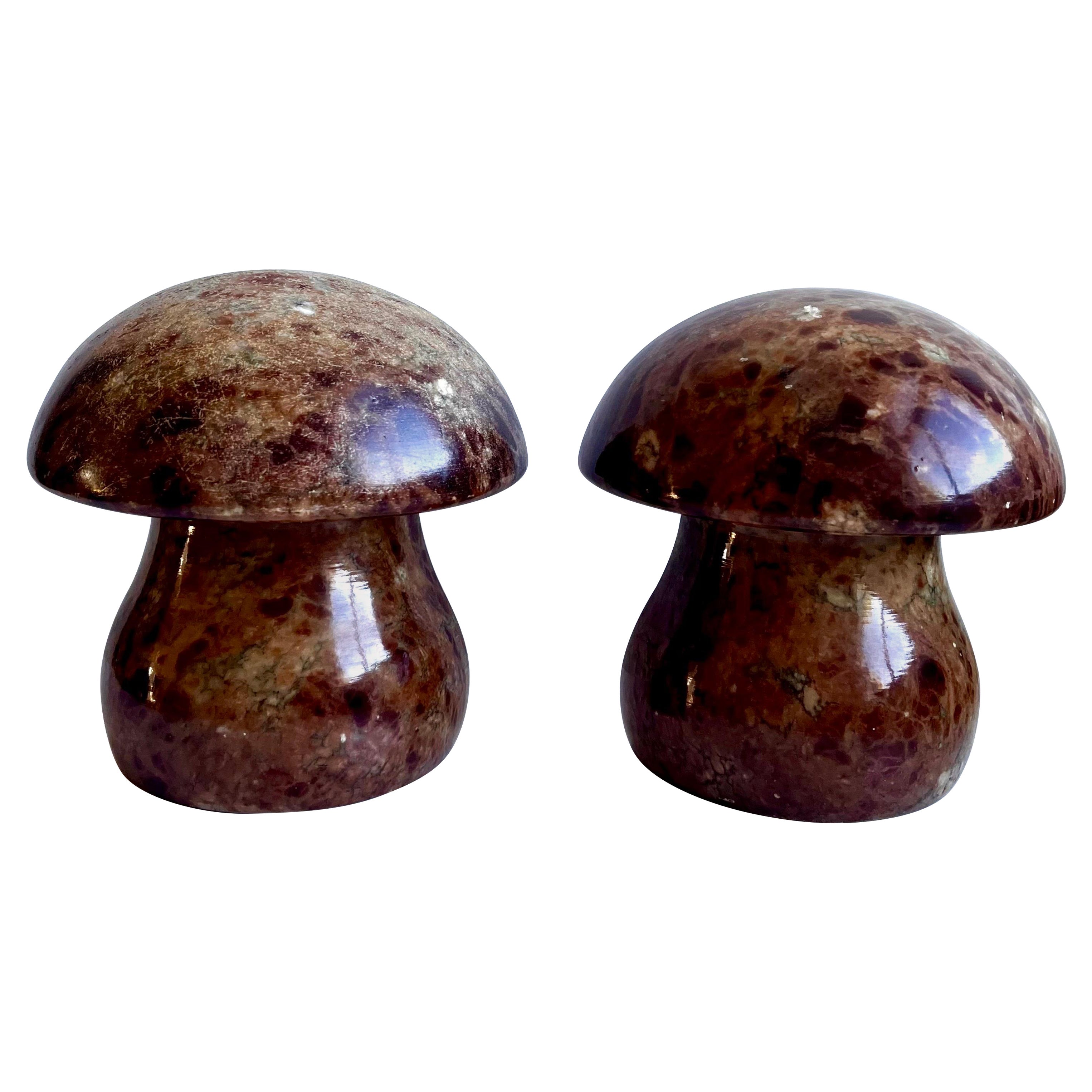 Coppia di fermalibri d
epoca a fungo in alabastro, Italia, c.C. 1960