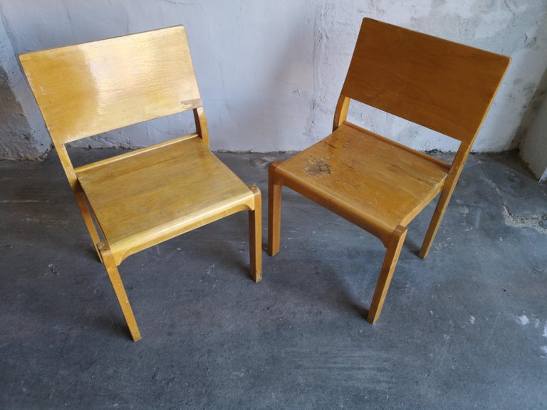 Finnish Pair of Vintage Alvar Aalto/Artek Plywood Dining Chair 611
