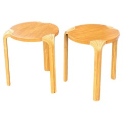 A Pair Of Vintage Alvar Aalto Fan Leg Stools ca' 1970'sq