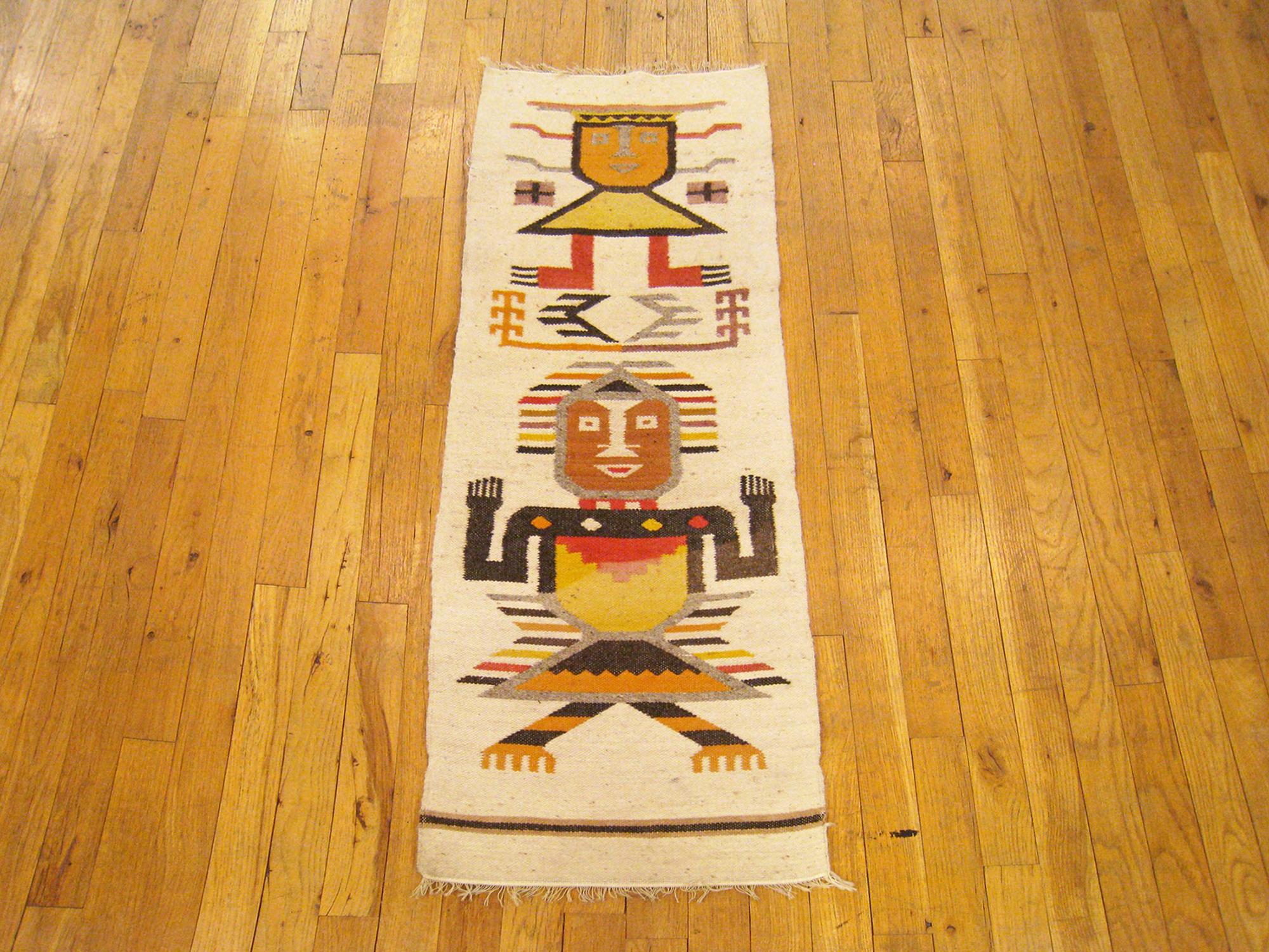 Hand-Woven Pair of Vintage American Navajo Rugs, in Small Size