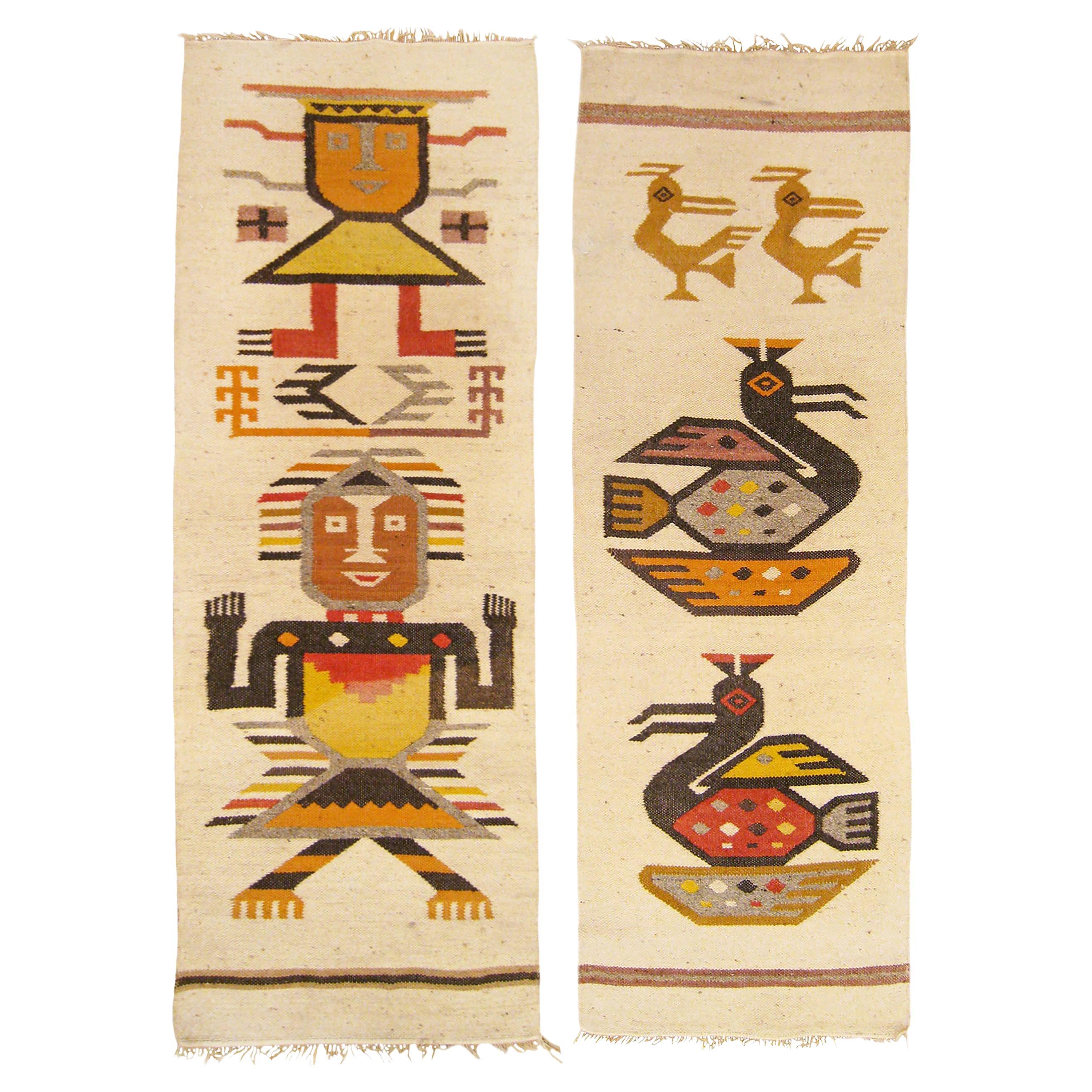 Pair of Vintage American Navajo Rugs, in Small Size