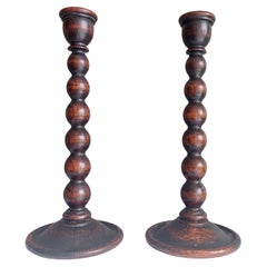A Pair of Antique antique "Bobbin" Candlesticks  candle holders Circa 1910-1920