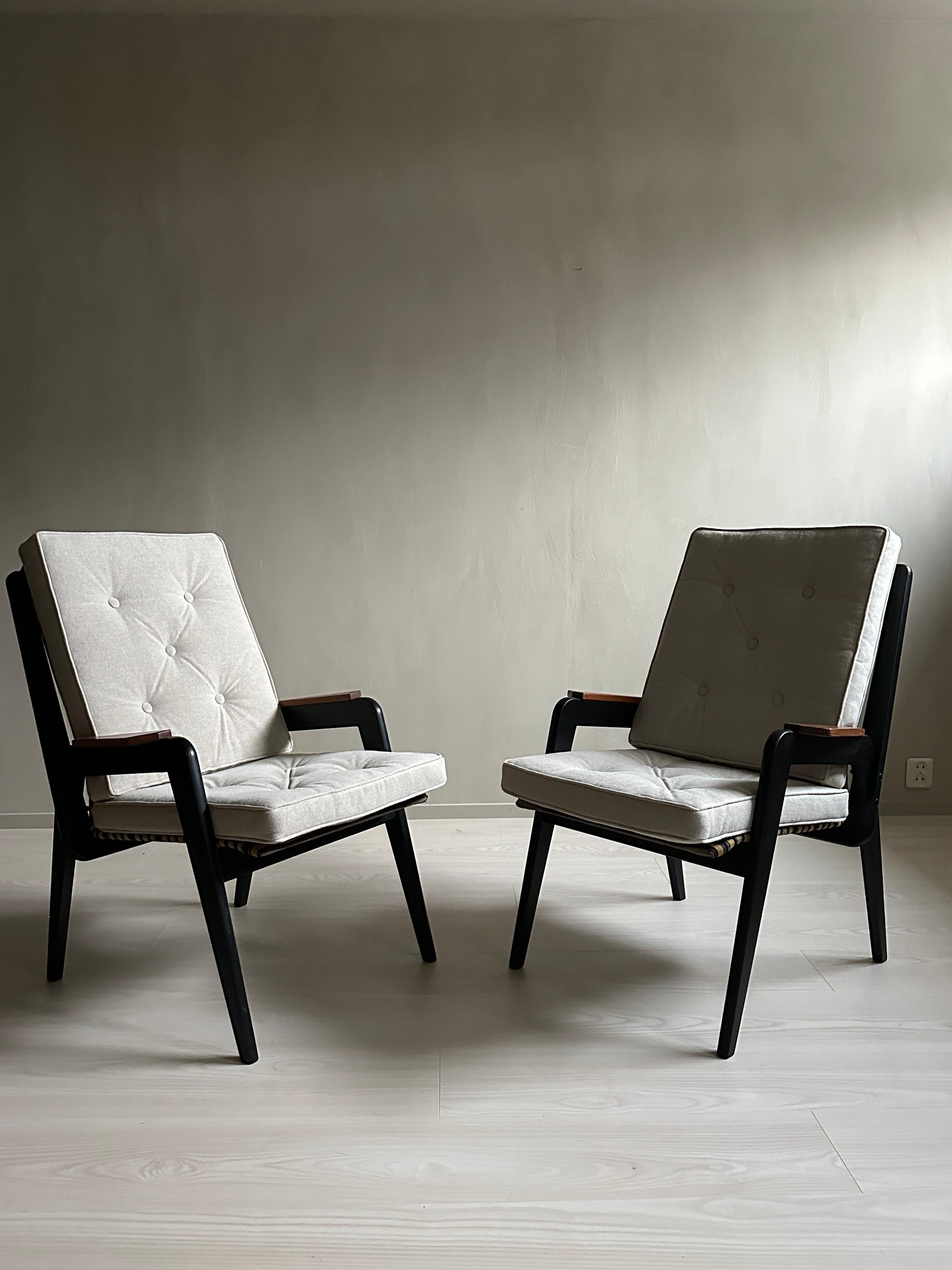 A Pair of Vintage Armchairs, in Style of Jean Prouvé, Scandinavia 1960s For Sale 4