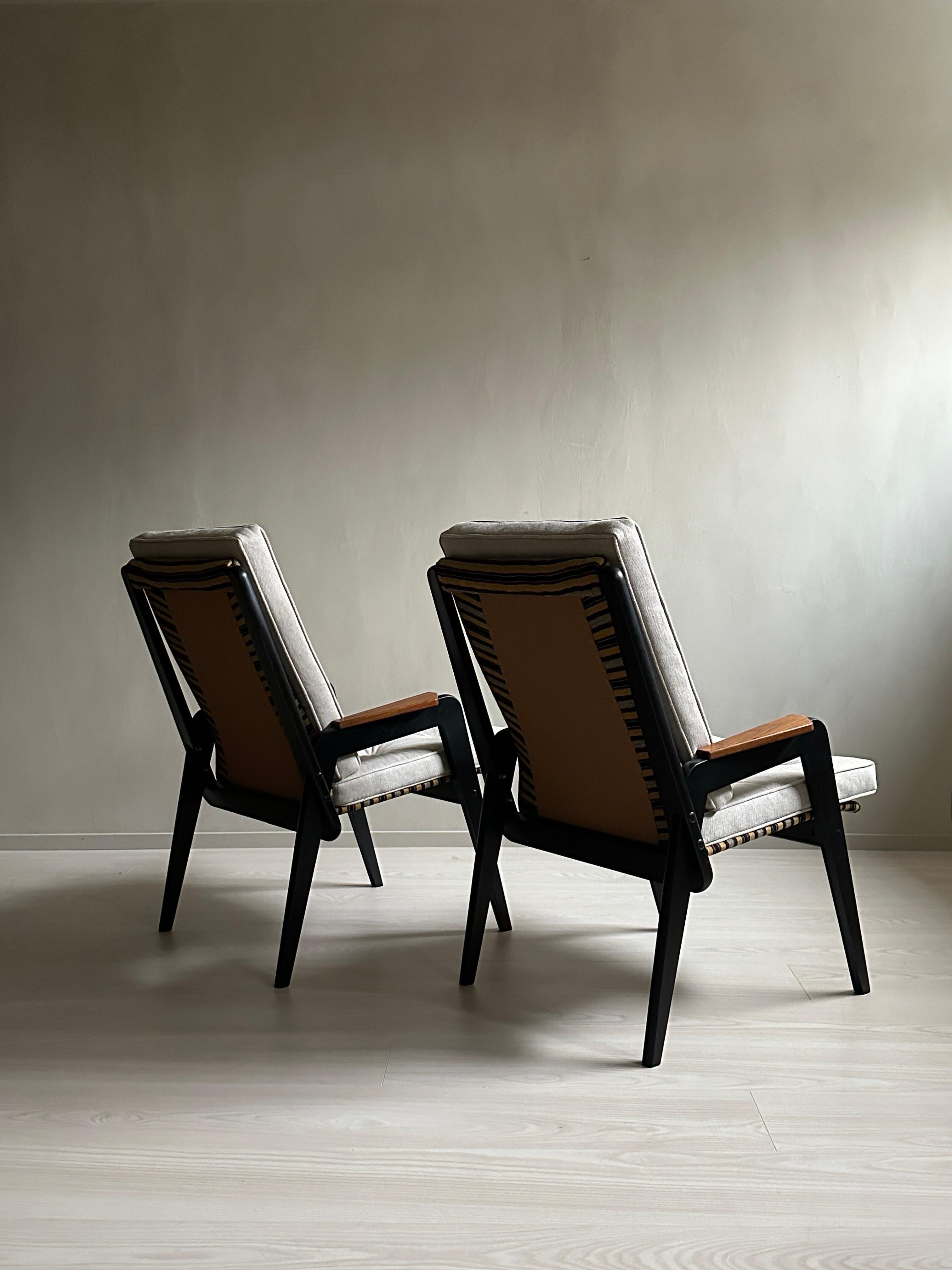 A Pair of Vintage Armchairs, in Style of Jean Prouvé, Scandinavia 1960s For Sale 6