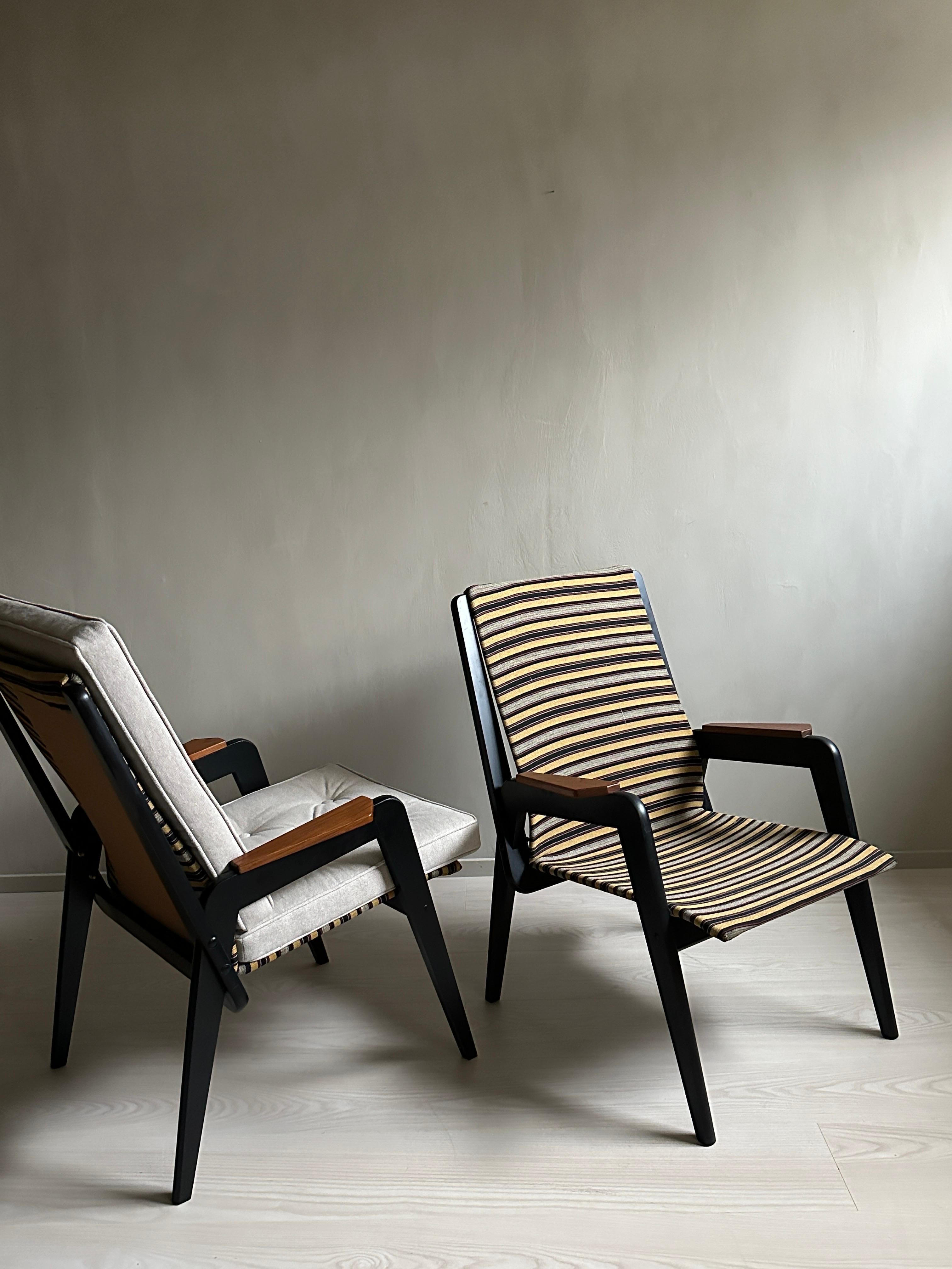 A Pair of Vintage Armchairs, in Style of Jean Prouvé, Scandinavia 1960s For Sale 7