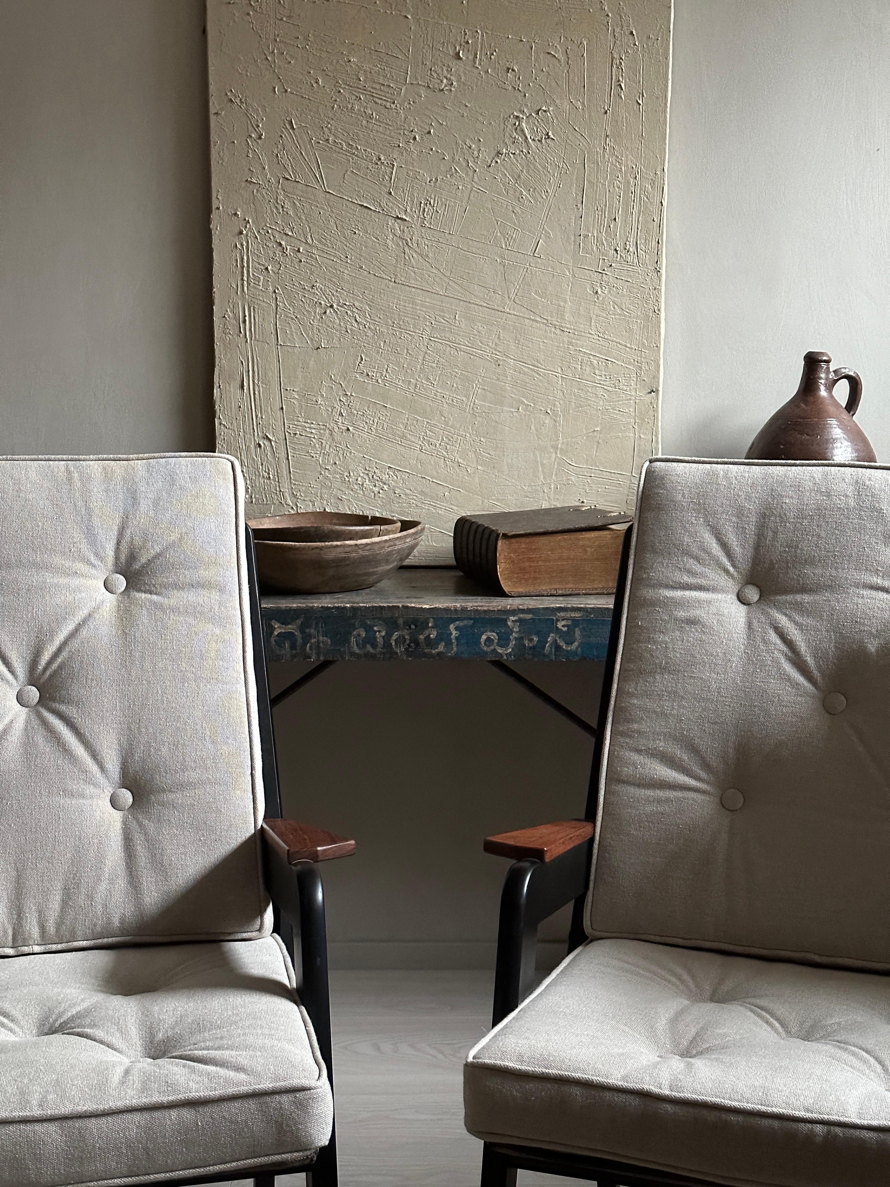 Mid-Century Modern A Pair of Vintage Armchairs, in Style of Jean Prouvé, Scandinavia 1960s For Sale