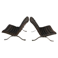 Pair of Vintage Arne Norrell 'Ari' Chairs for Mobel Ab in Black Leather