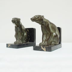 Pair of Vintage Art Deco Polar Bear Bookends, Circa 1930