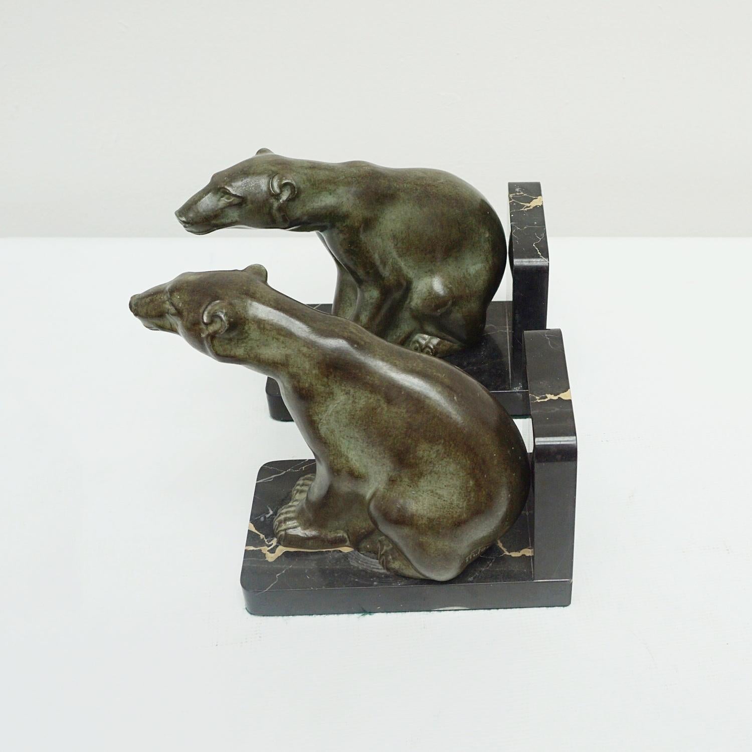 Pair of Vintage Art Deco Polar Bear Bookends, Circa 1930 at 1stDibs