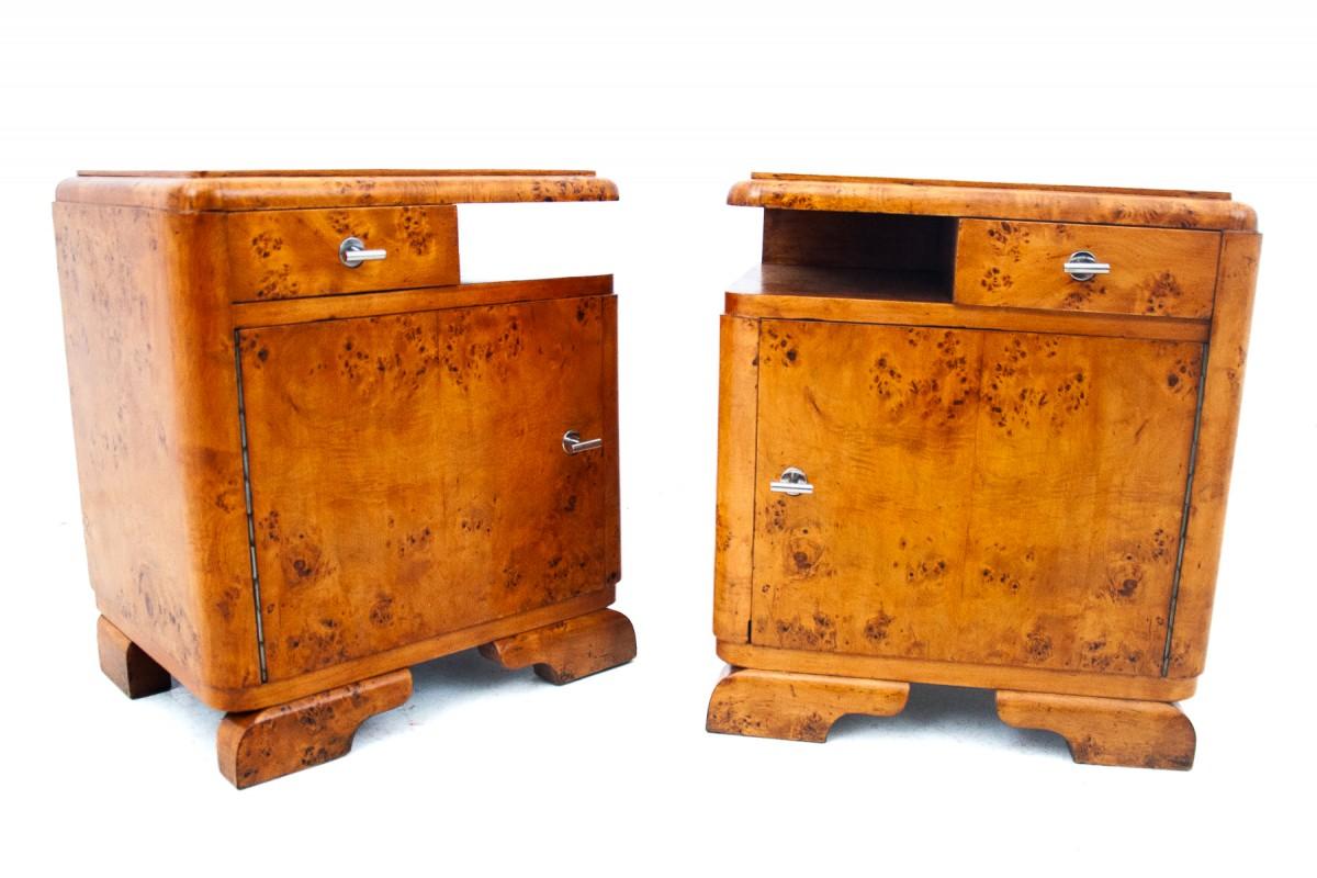 A pair of vintage bedside tables, Poland, 1950s. For Sale 8