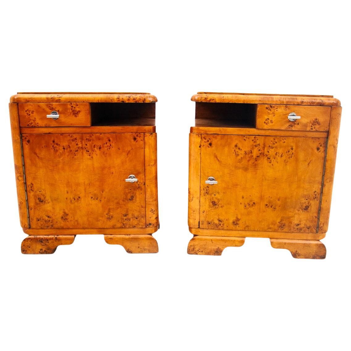 A pair of vintage bedside tables, Poland, 1950s.