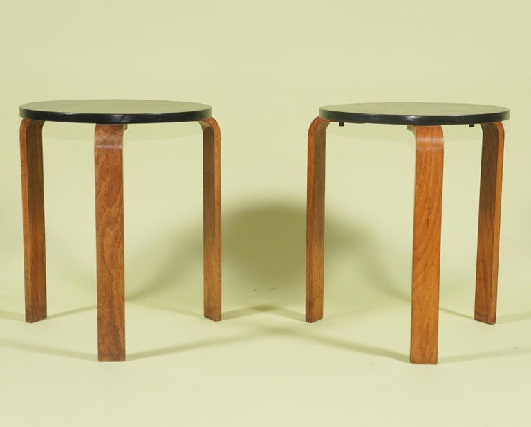 Pair of Vintage bentwood Low Tables or Stools After a Design by Alvar