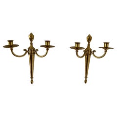 A Pair of Vintage Brass Candle Holder Wall Sconces