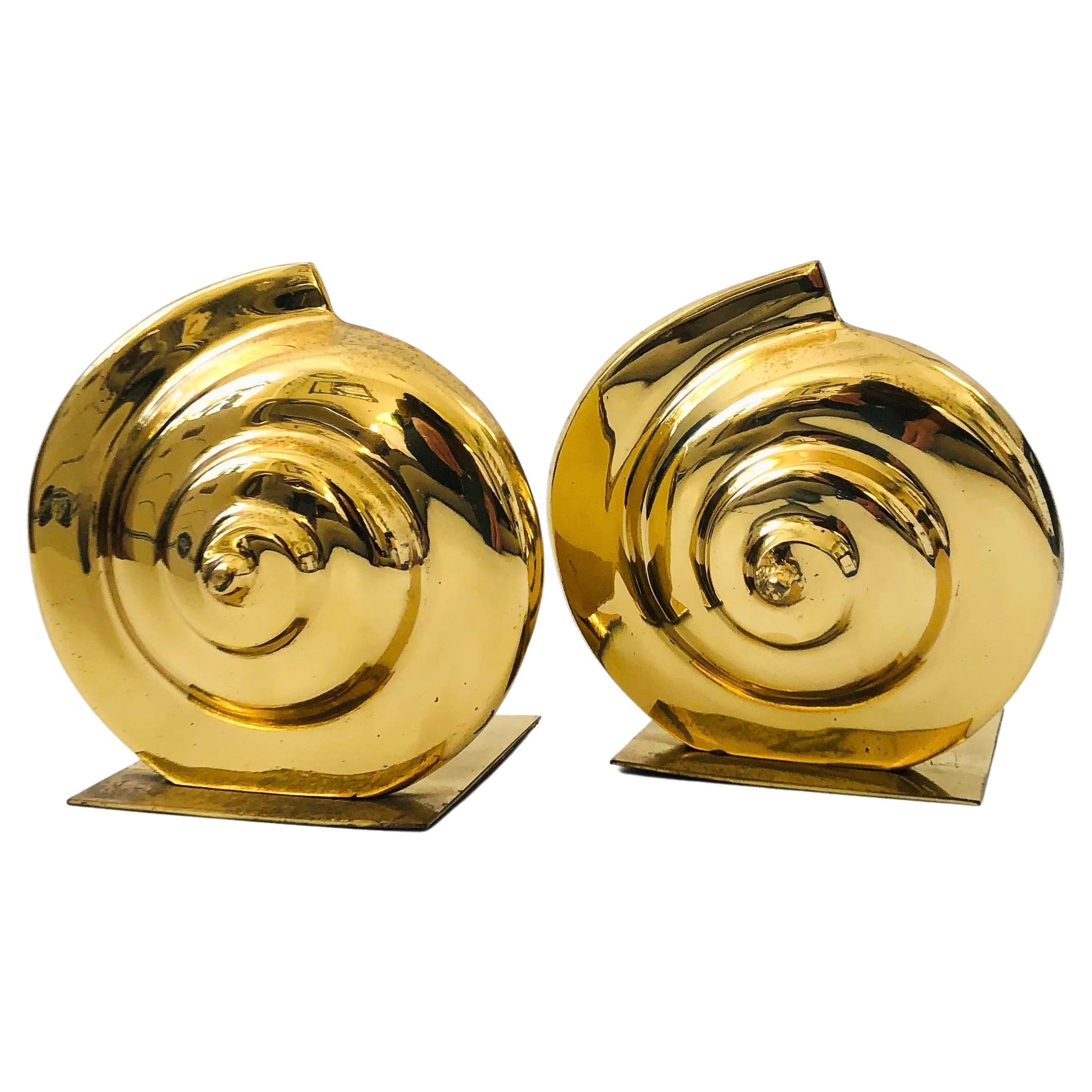 Pair of Vintage Brass Shell Bookends