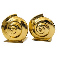 A Pair of Vintage Brass Shell Bookends
