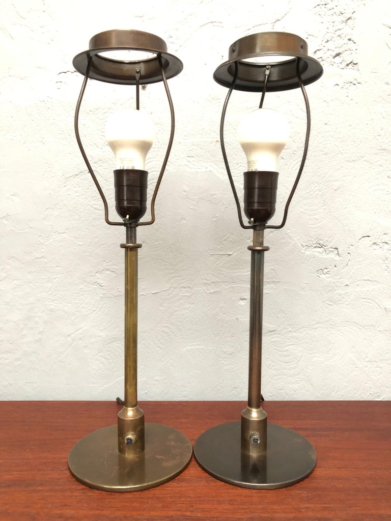 Pair of Vintage Brass Table Lamps by Fog and Mørup Lamp Makers from the