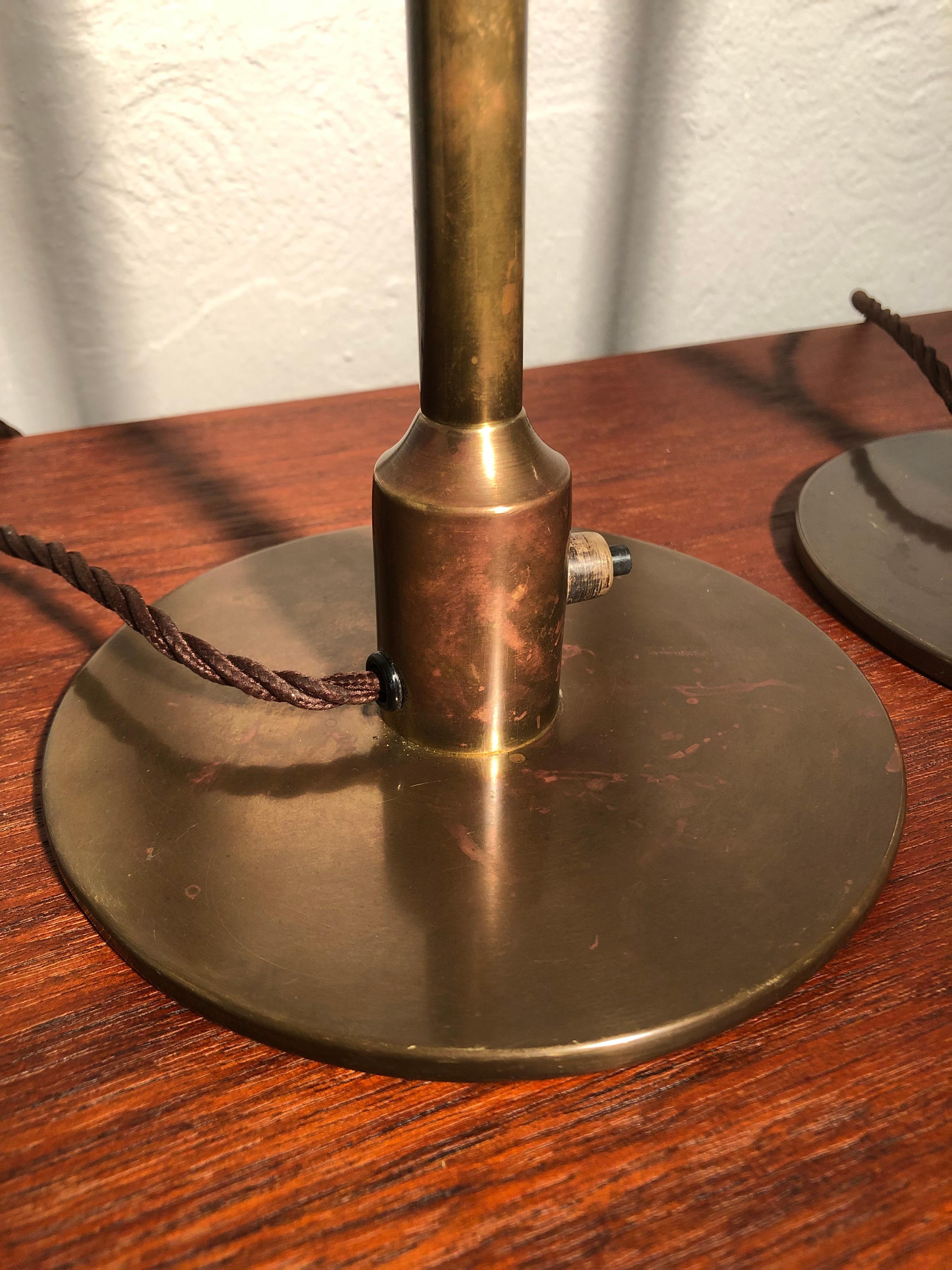 Pair of Vintage Brass Table Lamps by Fog & Mørup Lamp Makers from the 1940s For Sale 10