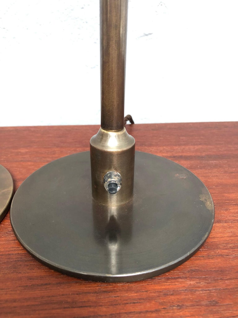 Pair of Vintage Brass Table Lamps by Fog and Mørup Lamp Makers from the