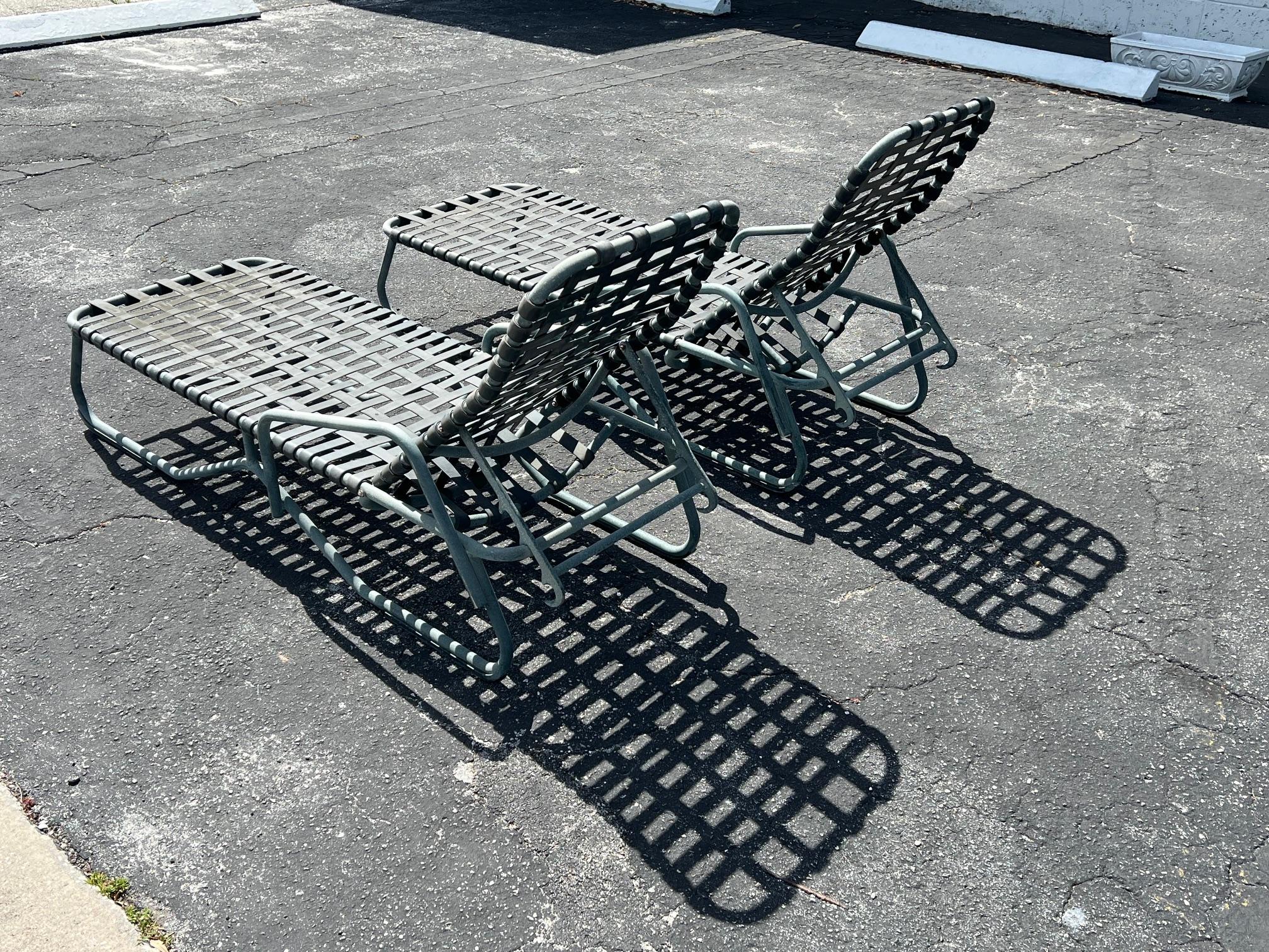 A Pair Of Vintage Brown Jordan Outdoor Chaises For Sale 1