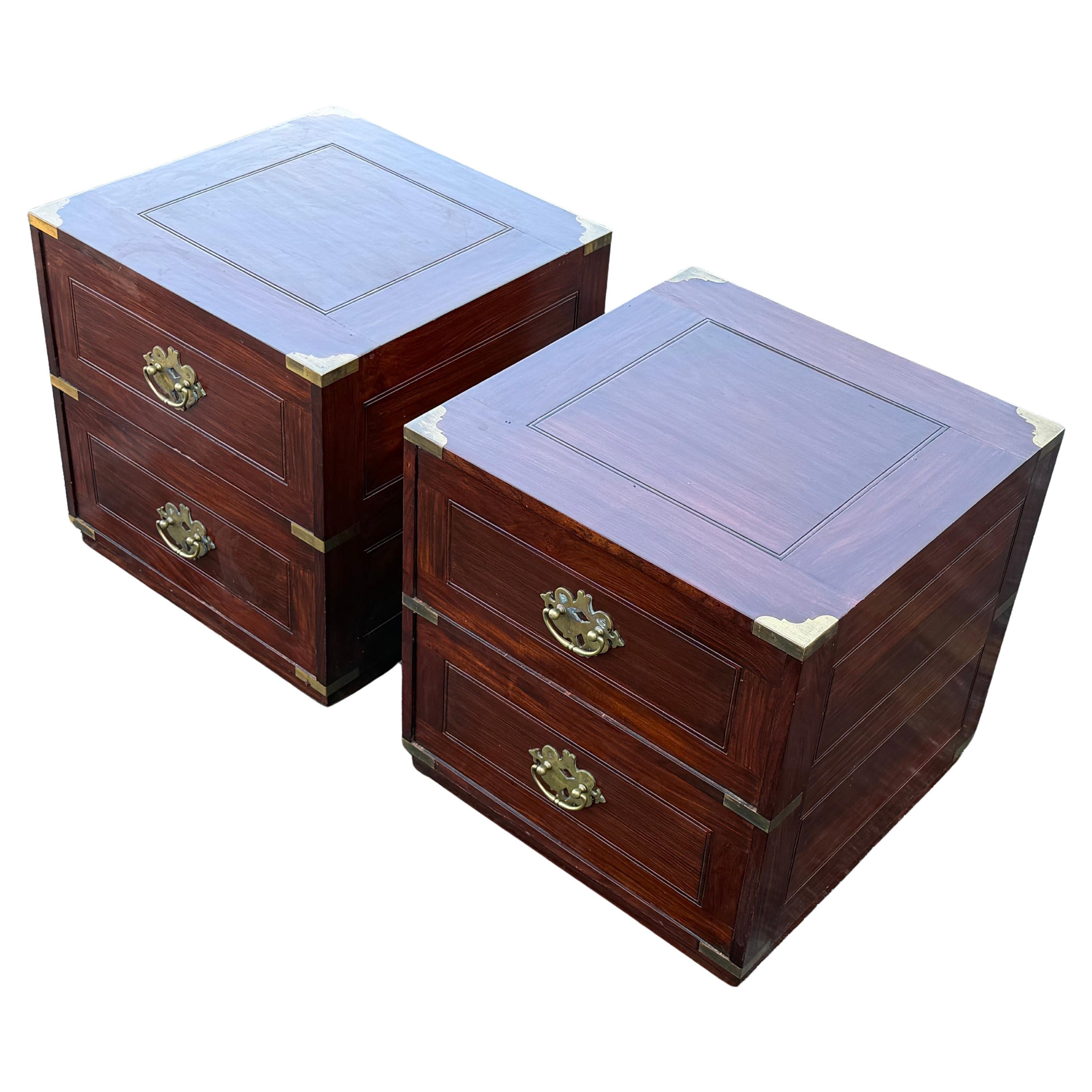 A pair Of Vintage Campaign Night Stands Mahogany ca
1970
s