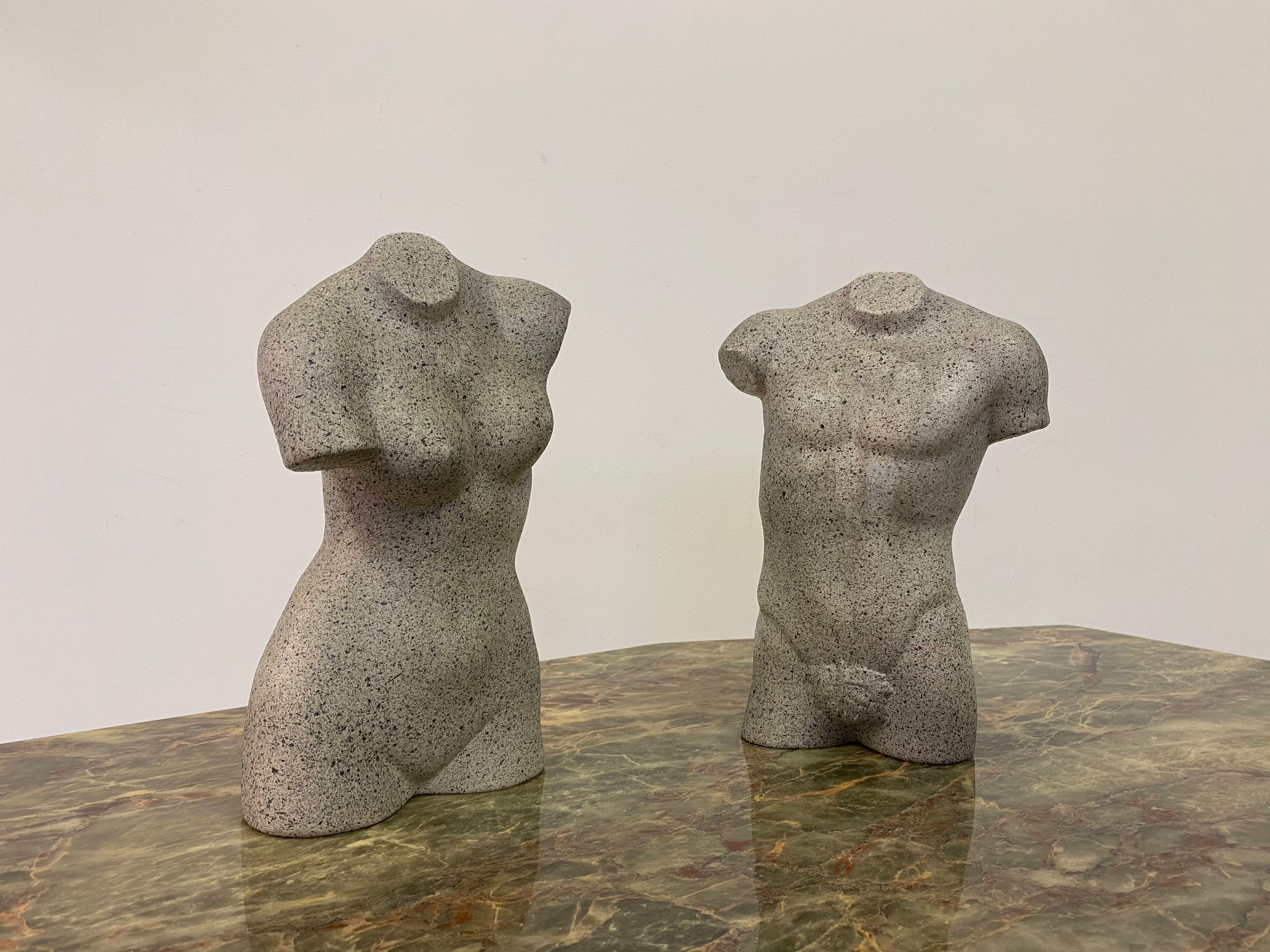 Ceramic torsos

Male and female

Grey with speckled finish

Late 20th century

Possibly Belgian.
  