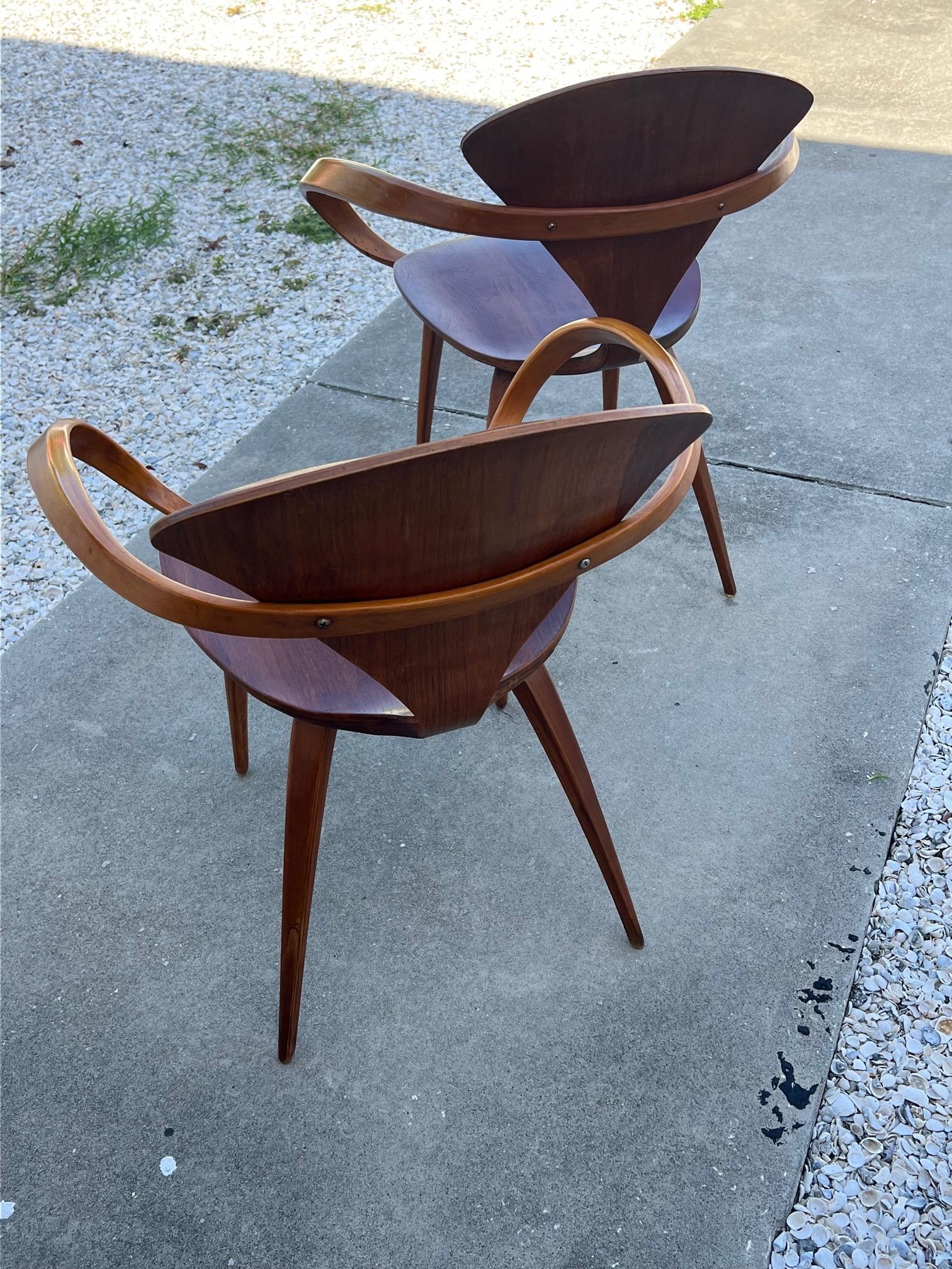 A Pair Of Vintage Norman Cherner Plycraft Armchairs ca' 1950's 3
