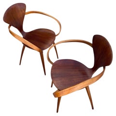 A Pair Of Vintage Norman Cherner Plycraft Armchairs ca' 1950's