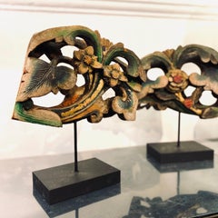 A Pair of Vintage Chinese Wood Carvings from Fujian