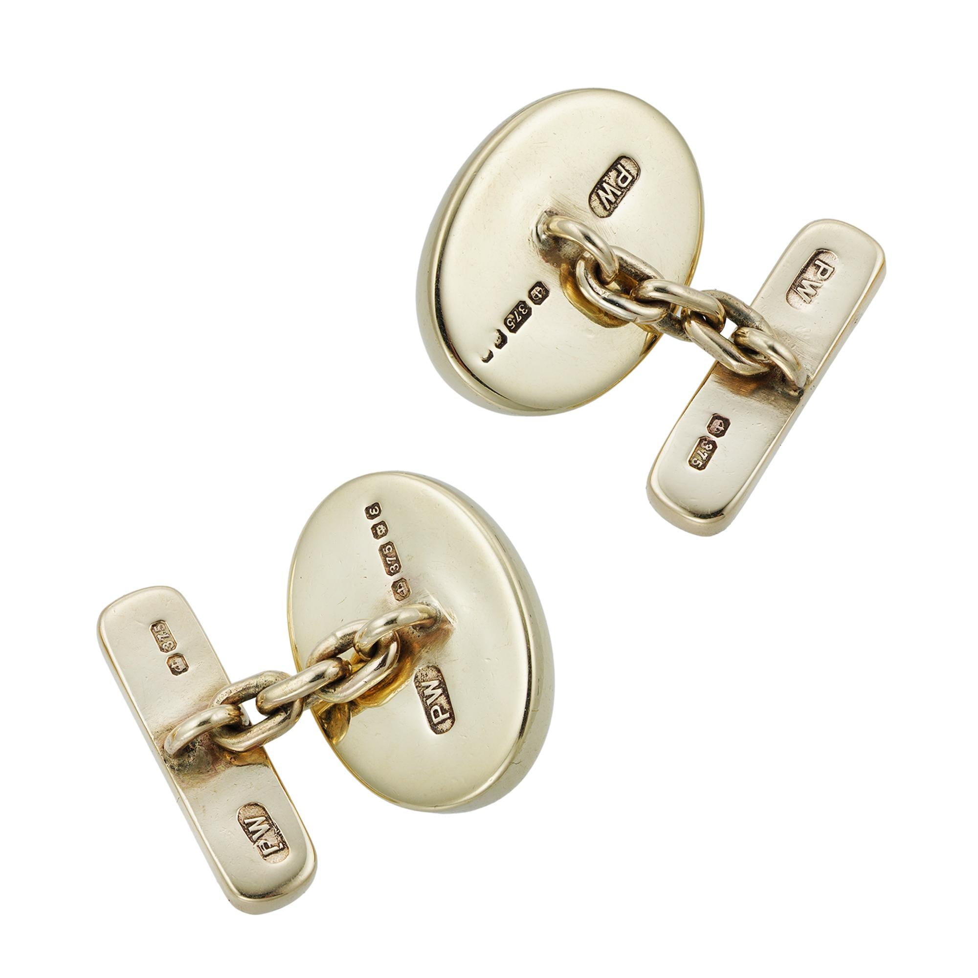 Modern Pair of Vintage Chrysoprase and Gold Cufflinks