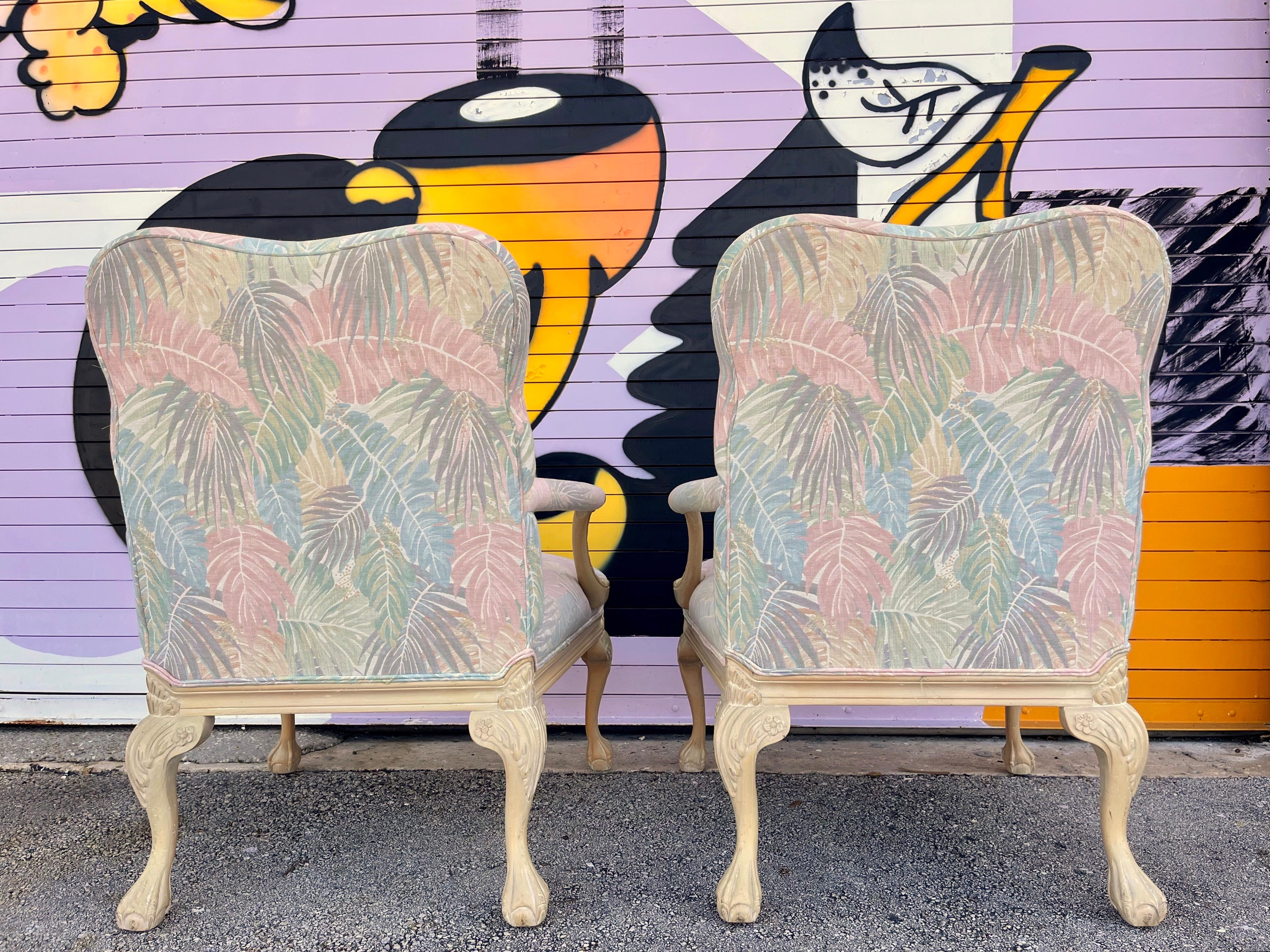 A Pair of Vintage Coastal Style Bergere Armchairs by Sherrill Furniture. C 1980s In Good Condition For Sale In Miami, FL