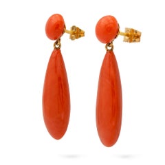 Pair of Vintage Coral Drop Earrings