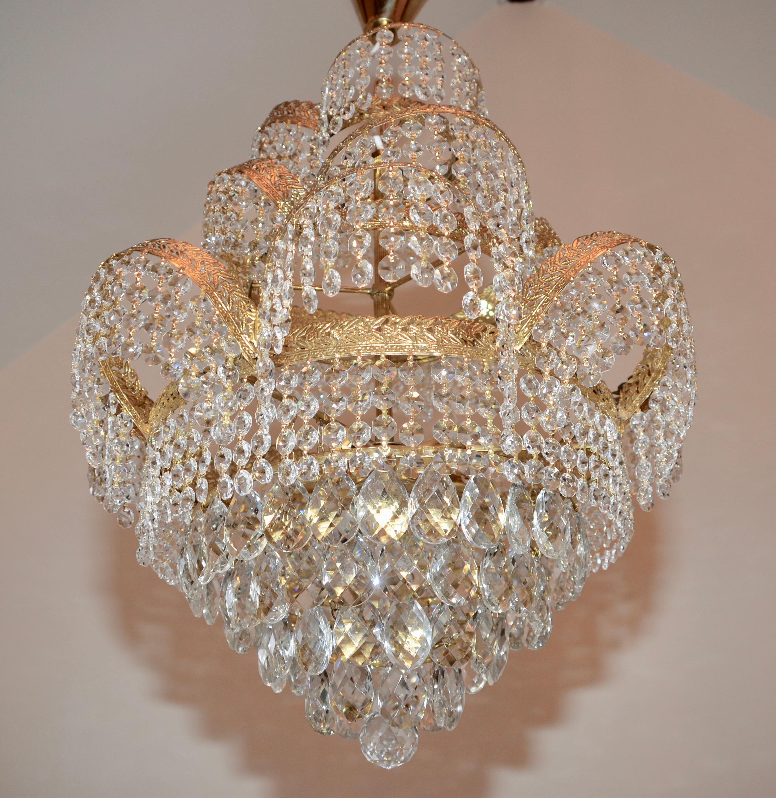 French Pair of Vintage Crystal Chandeliers
