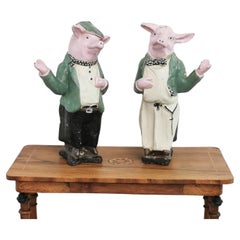 Pair of Vintage Early 20th Century Butchers Shop Pig Display Models