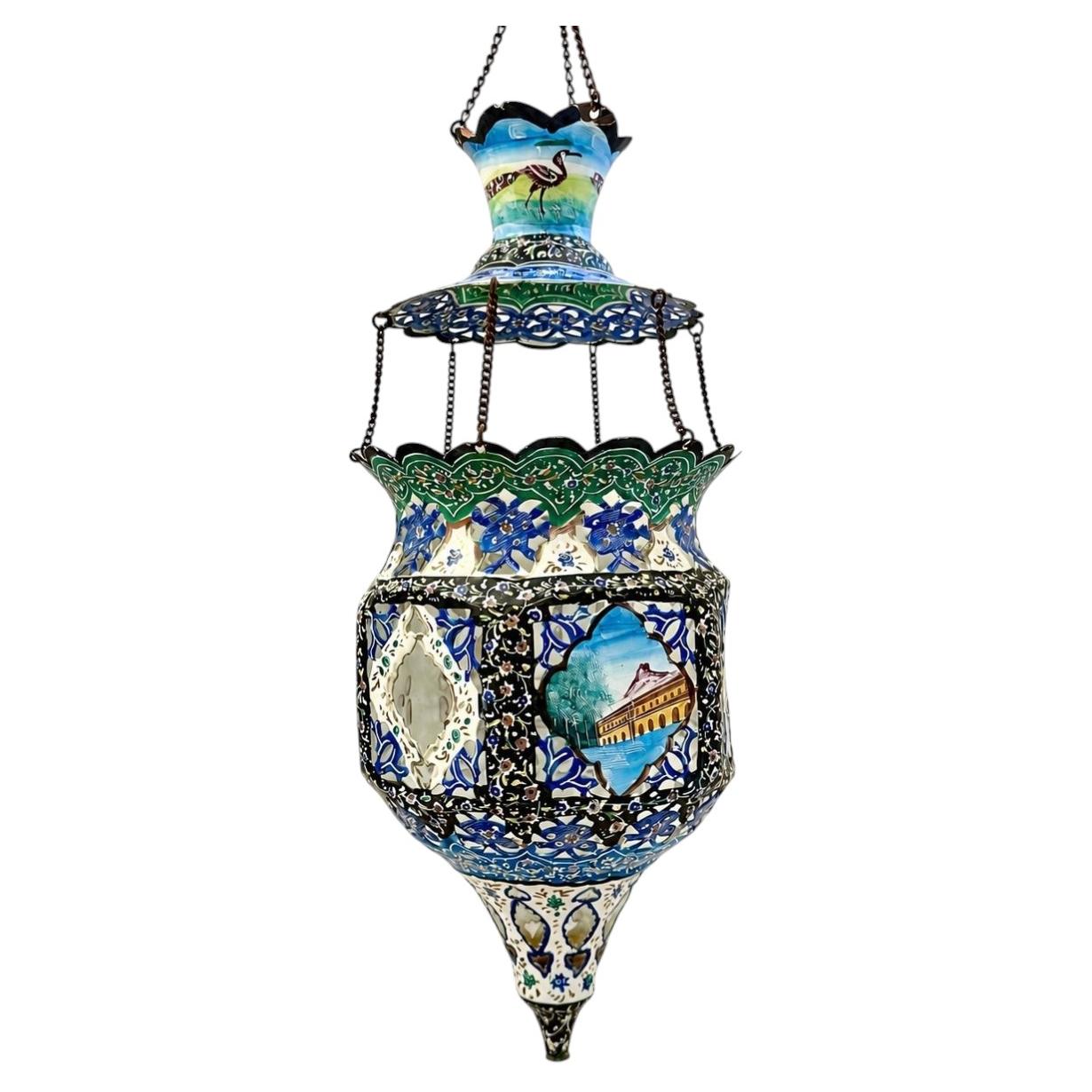 A pair of Vintage Enameled lantern. Sold individually. For Sale