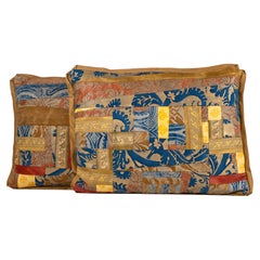 A pair of Vintage Fortuny Fabric Patchwork Collage Rectangular Cushion