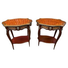 A pair of Vintage French Parquetry Side Tables
