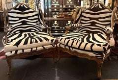 A Pair of Vintage French Style Solid Timber Wingback Chairs