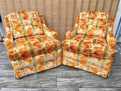 A Pair of Vintage Hollywood Regency Upholstered Lounge Chairs by Highland House